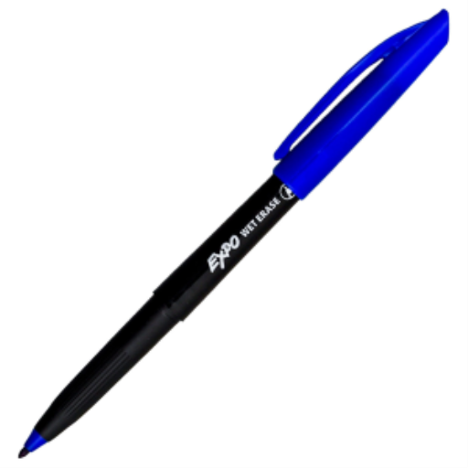 EXPO Wet Erase Marker, Semi-Permanent Markers, Blue, Ultra Fine Tip, 1 Unit