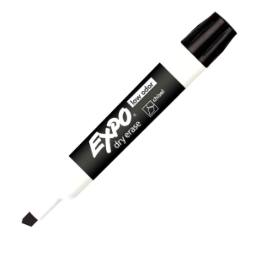 EXPO Dry Erase Marker, Low Odour Ink, Black, Chisel Tip, 1 Unit