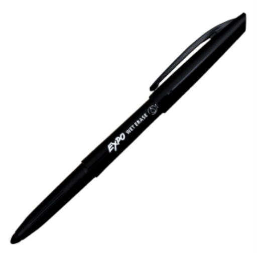 EXPO Wet Erase Marker, Semi-Permanent Markers, Black, Fine Tip, 1 Unit