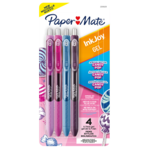 Paper Mate InkJoy Gel Pens, Candy Pop Colours, Medium (0.7mm) Point, Retractable, 4 Count