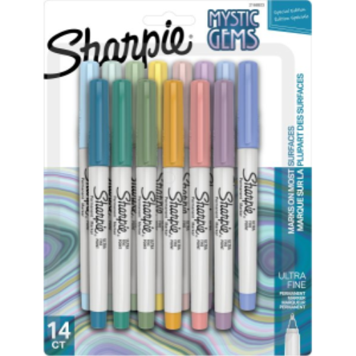 Sharpie Permanent Markers, Mystic Gem Special Edition, Ultra Fine Point, Assorted Colours, 14 Count