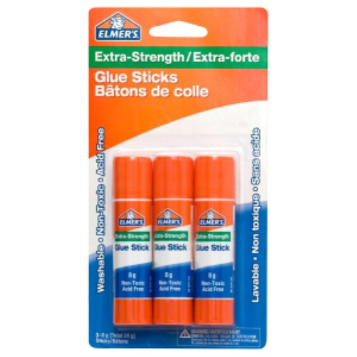 Elmer's Extra-Strength Glue Sticks, Washable and Non-Toxic, 8 g, 3 Count