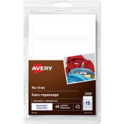 2375 Avery? White No-Iron Fabric Labels Handwrite, ?" x 1?", White / Permanent