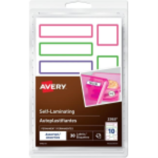 2363Avery? Self-Laminating Labels Handwrite, Assorted Sizes Assorted Colours / Permanent