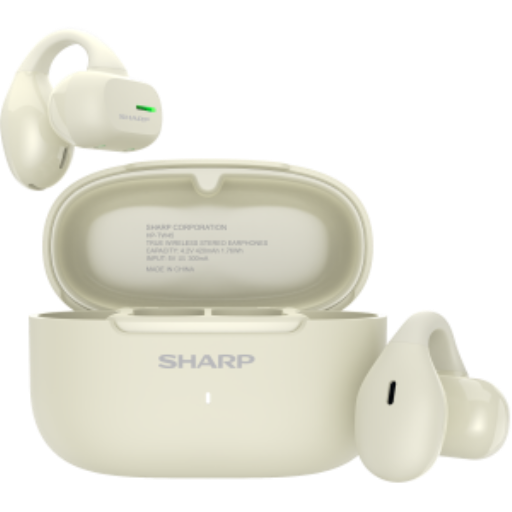 Sharp HP-TW45 Earclip Open-Ear True Wireless Earbuds ? Secure Fit, IPX4 Water Resistant