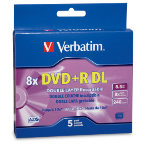 Verbatim DVD+R DL 8.5G 8X VRB 5PK SC BOX-PEG OPP