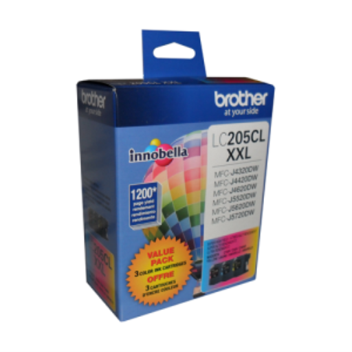 Brother LC2053PKS 3-Pack of Innobella Colour Ink Cartridges (1 each of Cyan, Magenta, Yellow), Super High Yield (XXL Series)