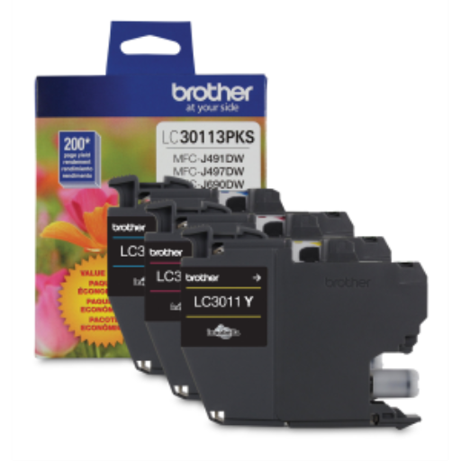 Brother Genuine LC30113PKS 3-Pack Standard-yield Colour Ink Cartridges