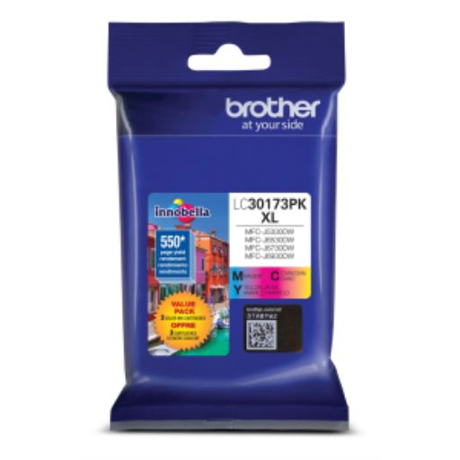 Brother LC30173PKS Innobella Ink Cartridges 1 Cyan, 1 Magenta, 1 Yellow, High Yield