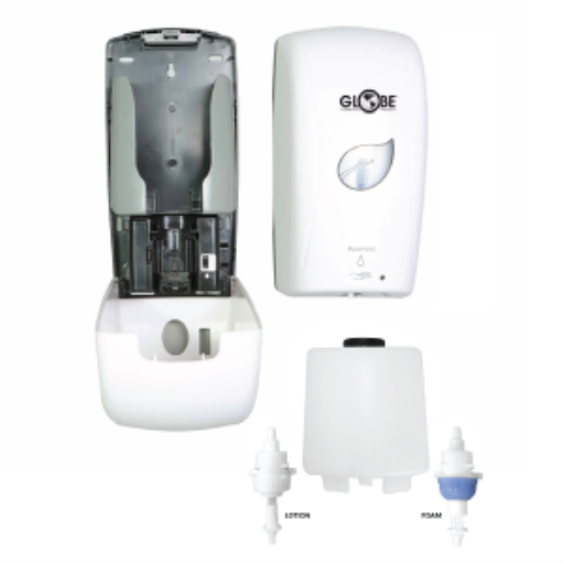 Touch-Free Dual Tip Bulk Lotion or Foam Soap Dispenser - White