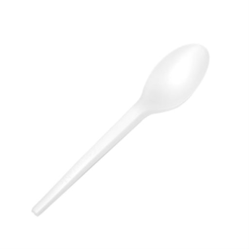 Compostable Spoons, 6.25"H, White, CPLA, 100 per pack