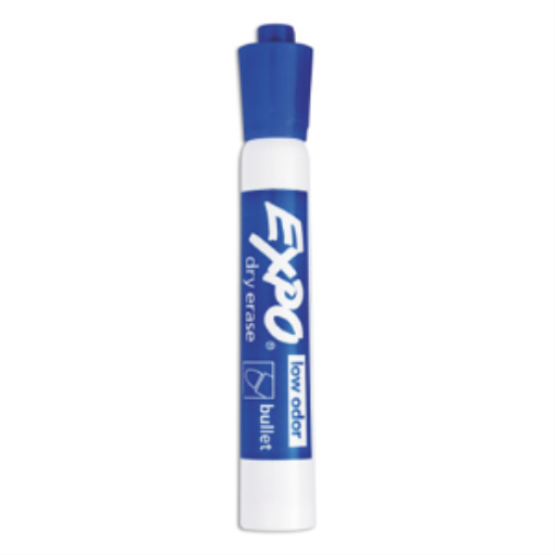 EXPO Dry Erase Marker, Low Odour Ink, Blue, Bullet Tip, 1 Unit
