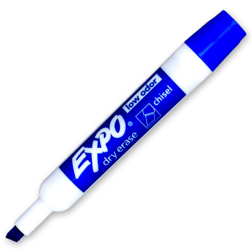 EXPO Dry Erase Marker, Low Odour Ink, Blue, Chisel Tip, 1 Unit