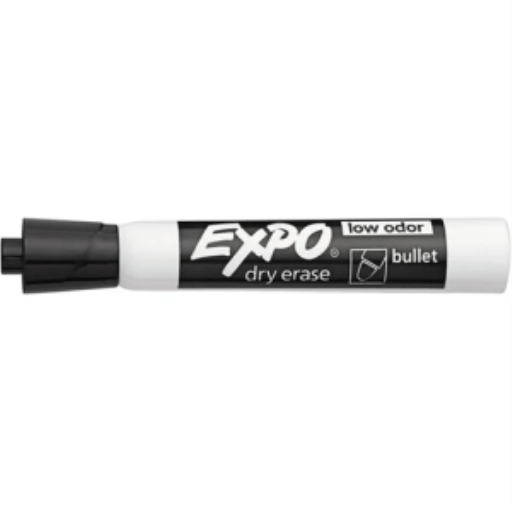 EXPO Dry Erase Marker, Low Odour Ink, Black, Bullet Tip, 1 Unit