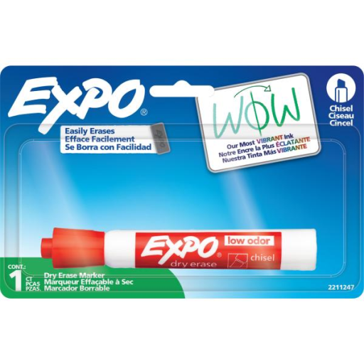 EXPO Dry Erase Marker, Low Odour Ink, Black, Chisel Tip, 1 Count
