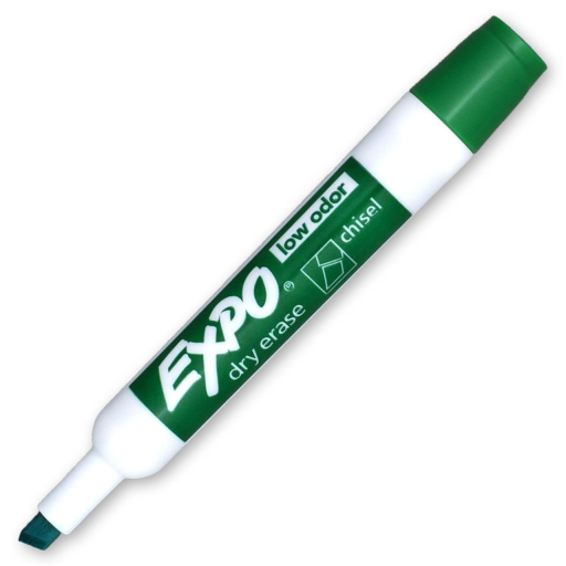 EXPO Dry Erase Marker, Low Odour Ink, Green, Chisel Tip, 1 Unit