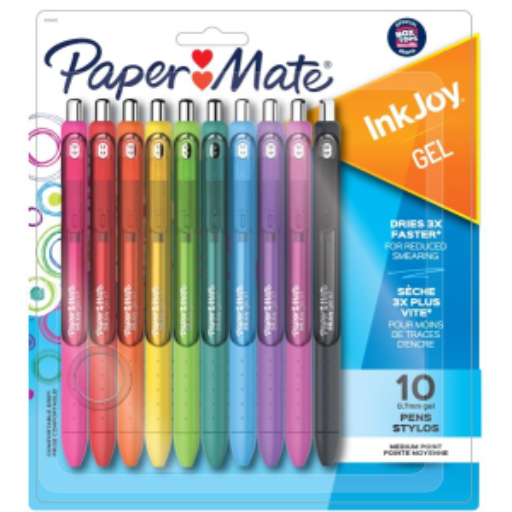 Paper Mate InkJoy Pens, Gel Pens, Medium Point (0.7 mm), Assorted Colours, 10 Count