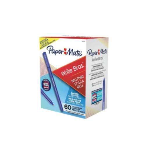 Paper Mate Ballpoint Pens, Write Bros. Blue Ink Pens, Medium Point (1.0 mm), 60 Count