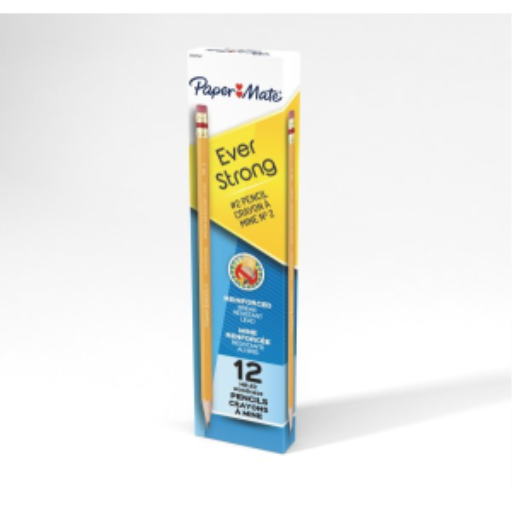 Paper Mate EverStrong #2 Pencils, Reinforced, Break-Resistant Lead When Writing, 12 Count