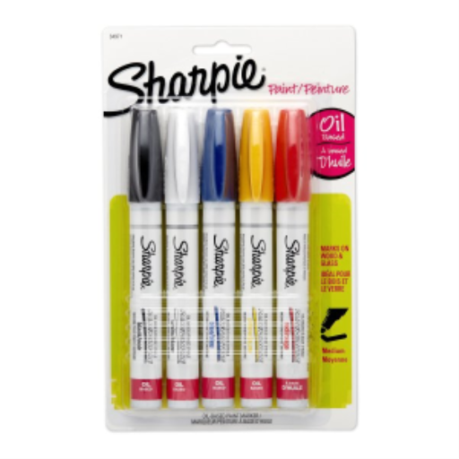Sharpie Oil-Based Paint Markers, Medium Point, Assorted Colours, 5 Count
