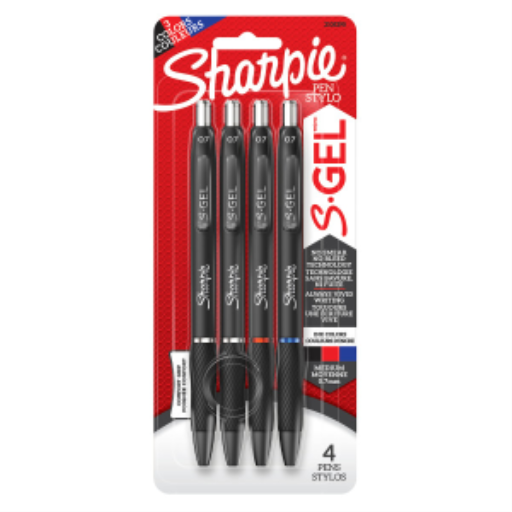 Sharpie S-Gel, Gel Pens, Medium Point (0.7 mm), Assorted Colours, 4 Count