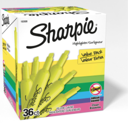 Sharpie Tank Highlighters, Chisel Tip, Yellow, 36 Count