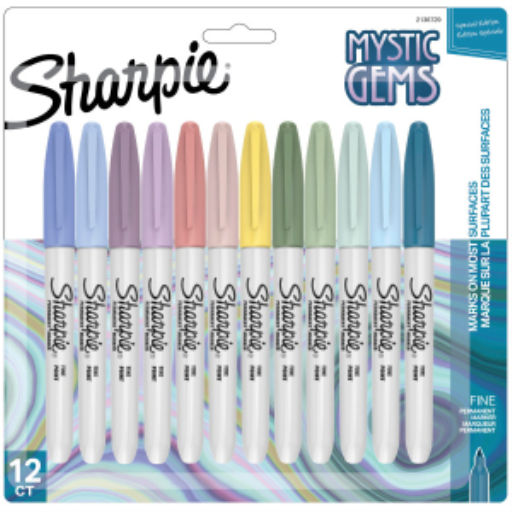 Sharpie Permanent Markers, Mystic Gem Special Edition, Fine Point, Assorted Colours, 12 Count