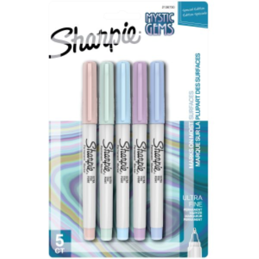 Sharpie Permanent Markers, Mystic Gem Special Edition, Ultra-Fine Point, Assorted Colours, 5 Count