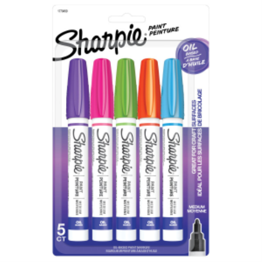 Sharpie Oil-Based Paint Markers, Medium Point, Assorted Colours, 5 Count