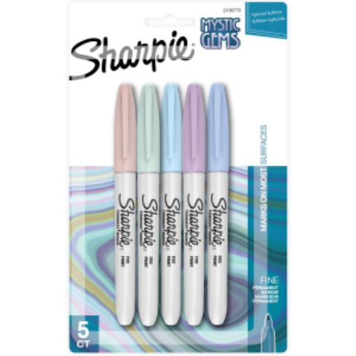 Sharpie Permanent Markers, Mystic Gem Special Edition, Fine Point, Assorted Colours, 5 Count