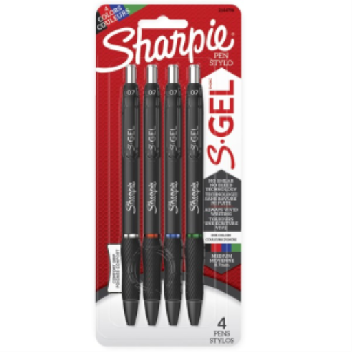 Sharpie S-Gel, Gel Pens, Medium Point (0.7 mm), Assorted Colours, 4 Count