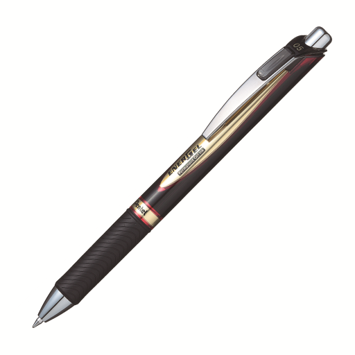 EnerGel Permanent Retractable Liquid Gel Pen, (0.5mm) Needle Tip, Red Ink