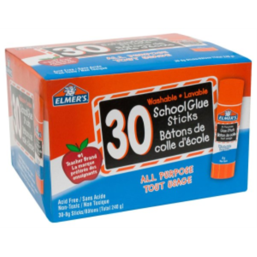 Elmer's School Glue Sticks, All-Purpose, Washable, Non-Toxic, 8 g, 30 Count