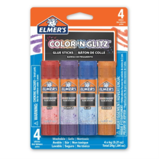 Elmer?s Colour 'n Glitz Glue Sticks Variety Pack, Washable, Assorted Colours, 6 Grams, 4 Count