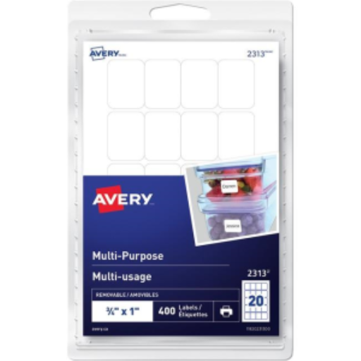 Avery? Multi-Purpose Removable Labels for Laser and Inkjet Printers, ?" x 1"  Removable Matte White Paper / White / Removable