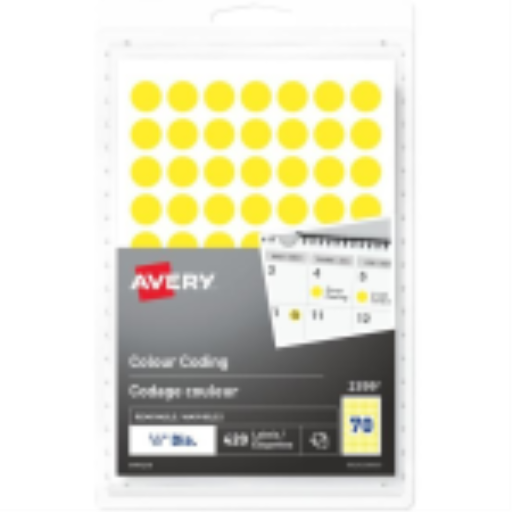 2399 Avery? Removable Colour Coding Labels Handwrite, ?"  Yellow / Removable