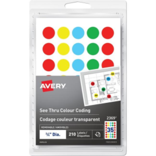 2369 Avery? See Thru Removable Colour Coding Labels Handwrite, ?  Assorted Colours / Removable