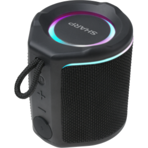 Sharp GX-BT190-BK Ultra-Portable Bluetooth Speakers ? IP67 Waterproof & Dustproof, 15-Hour Battery, LED Mood Lighting ? Black