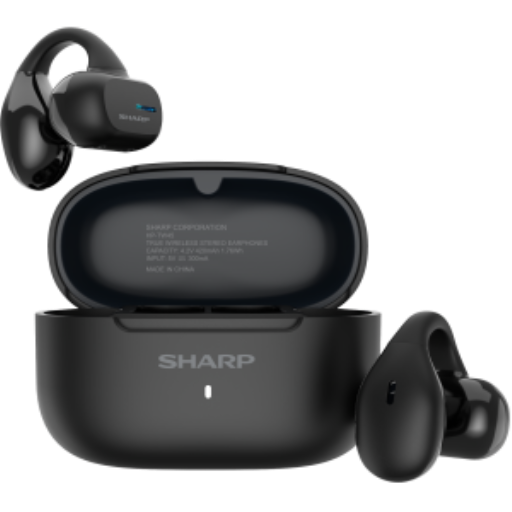 Sharp HP-TW45 Earclip Open-Ear True Wireless Earbuds ? Secure Fit, IPX4 Water Resistant
