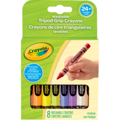 8 Washable Tripod Grip Crayons