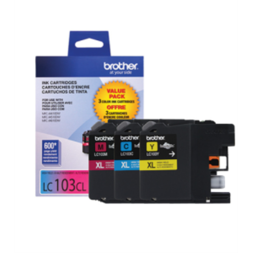 Brother LC1033PKS 3-Pack of Innobella  Colour Ink Cartridges (1 each of Cyan, Magenta, Yellow), High Yield (XL Series)