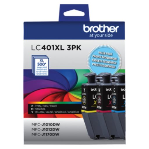 Brother Genuine LC401XL3PKS High-Yield Colour Ink Cartridge 3-Pack