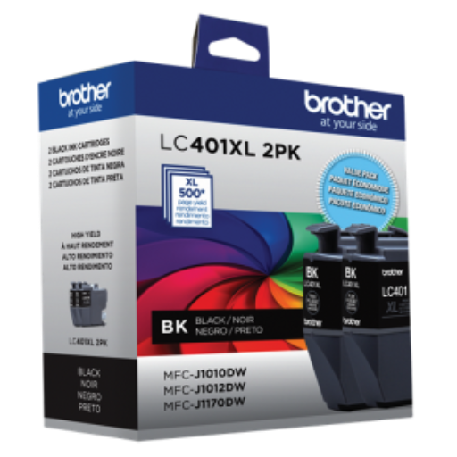Brother Genuine LC401XL2PKS High-Yield Black Ink Cartridge 2-Pack