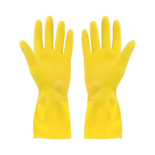 Rubber Gloves Flocklined? Yellow X-Large Extended Cuff - (12 pairs)